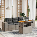 vidaXL 5-Piece Lounge Set with Cushions Poly Rattan Black