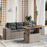 vidaXL 5-Piece Lounge Set with Cushions Poly Rattan Black