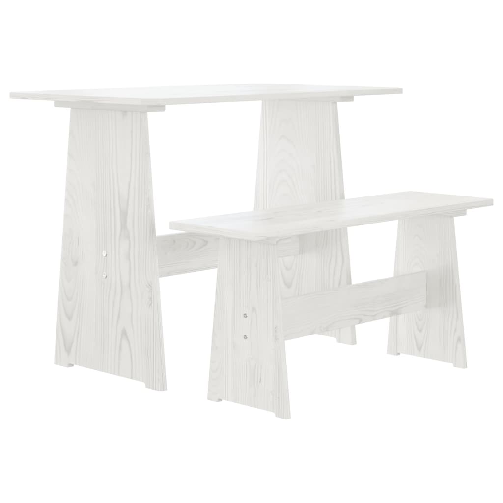 vidaXL Dining Table with Bench REINE Solid Pine Wood White