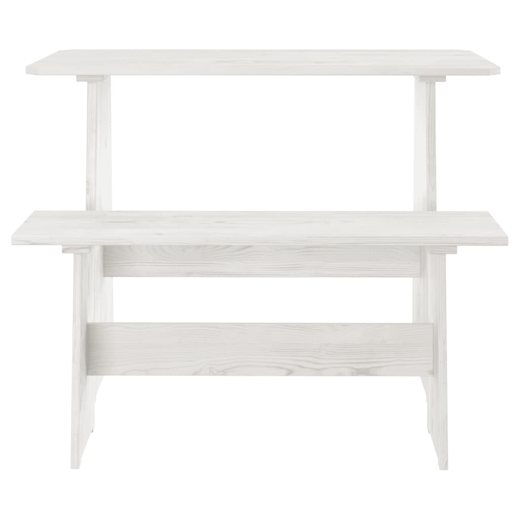 vidaXL Dining Table with Bench REINE Solid Pine Wood White