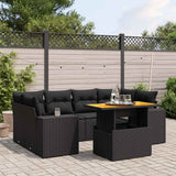 vidaXL 7-delige Loungeset met kussens poly rattan zwart