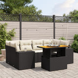 vidaXL 7-delige Loungeset met kussens poly rattan zwart