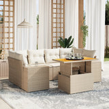 vidaXL 7-delige Loungeset met kussens poly rattan zwart