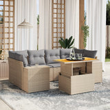 vidaXL 7-delige Loungeset met kussens poly rattan zwart