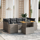 vidaXL 7-delige Loungeset met kussens poly rattan zwart