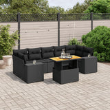 vidaXL 8-Piece Lounge Set with Cushions Poly Rattan Black