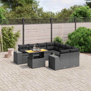 vidaXL 9-piece Poly Rattan Lounge Set with Cushions Black