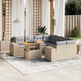 vidaXL 9-piece Poly Rattan Lounge Set with Cushions Black