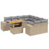 vidaXL 9-piece Poly Rattan Lounge Set with Cushions Black