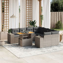 vidaXL 9-piece Poly Rattan Lounge Set with Cushions Black
