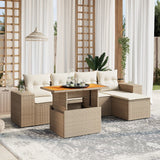 vidaXL 6-delige Loungeset met kussens poly rattan zwart