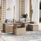 vidaXL 6-delige Loungeset met kussens poly rattan zwart