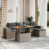vidaXL 6-delige Loungeset met kussens poly rattan zwart
