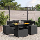 vidaXL 5-Piece Lounge Set with Cushions Poly Rattan Black