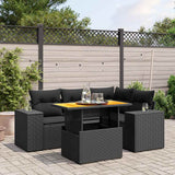 vidaXL 5-Piece Lounge Set with Cushions Poly Rattan Black