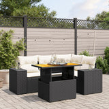 vidaXL 5-Piece Lounge Set with Cushions Poly Rattan Black