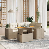 vidaXL 5-Piece Lounge Set with Cushions Poly Rattan Black