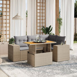 vidaXL 5-Piece Lounge Set with Cushions Poly Rattan Black