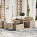 vidaXL 6-delige Loungeset met kussens poly rattan zwart