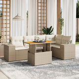 vidaXL 6-delige Loungeset met kussens poly rattan zwart