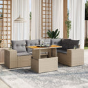 vidaXL 6-delige Loungeset met kussens poly rattan zwart