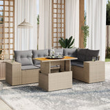 vidaXL 6-delige Loungeset met kussens poly rattan zwart