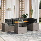 vidaXL 6-delige Loungeset met kussens poly rattan zwart