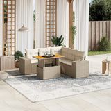 vidaXL 6-delige Loungeset met kussens poly rattan zwart