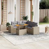 vidaXL 6-delige Loungeset met kussens poly rattan zwart