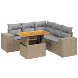 vidaXL 6-delige Loungeset met kussens poly rattan zwart