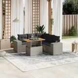 vidaXL 6-delige Loungeset met kussens poly rattan zwart
