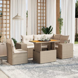 vidaXL 6-delige Loungeset met kussens poly rattan zwart