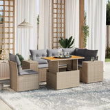 vidaXL 6-delige Loungeset met kussens poly rattan zwart