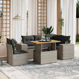 vidaXL 6-delige Loungeset met kussens poly rattan zwart