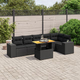 vidaXL 7-delige Loungeset met kussens poly rattan zwart