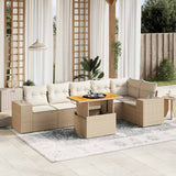 vidaXL 7-delige Loungeset met kussens poly rattan zwart