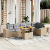 vidaXL 7-delige Loungeset met kussens poly rattan zwart