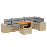 vidaXL 7-delige Loungeset met kussens poly rattan zwart
