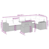 vidaXL 7-delige Loungeset met kussens poly rattan zwart