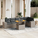 vidaXL 7-delige Loungeset met kussens poly rattan zwart