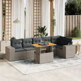 vidaXL 7-delige Loungeset met kussens poly rattan zwart