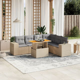 vidaXL 7-delige Loungeset met kussens poly rattan zwart