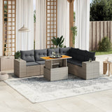 vidaXL 7-delige Loungeset met kussens poly rattan zwart