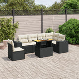 vidaXL 7-delige Loungeset met kussens poly rattan zwart