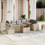 vidaXL 7-delige Loungeset met kussens poly rattan zwart