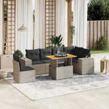 vidaXL 7-delige Loungeset met kussens poly rattan zwart
