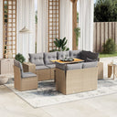 vidaXL 9-delige Loungeset met kussens poly rattan zwart