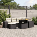 vidaXL 7-delige Loungeset met kussens poly rattan zwart