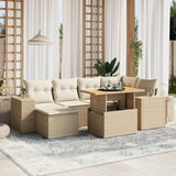 vidaXL 7-delige Loungeset met kussens poly rattan zwart