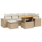 vidaXL 7-delige Loungeset met kussens poly rattan zwart